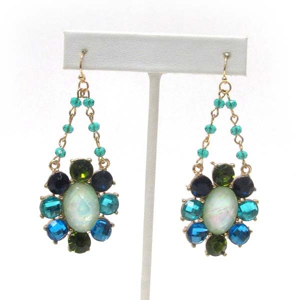 Crystal And Facet Glass Deco Flower Shourouk Style Earring