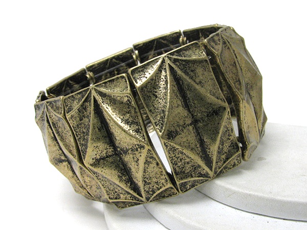 Architectural Metal Stick Link Stretch Bracelet