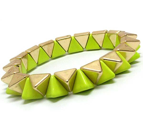 Multi Metal And Acrylic Spike Link Stretch Bracelet