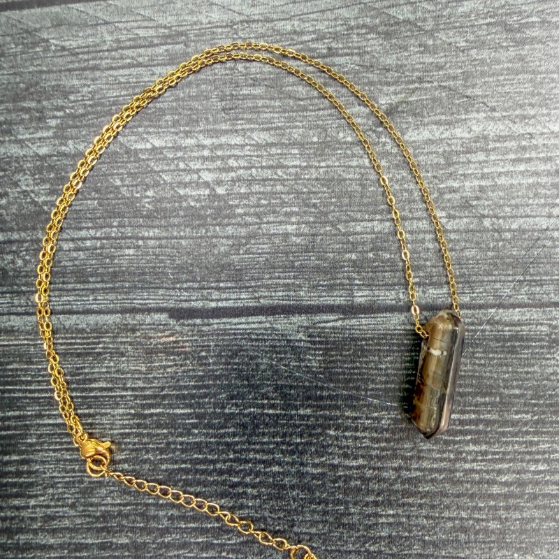 Petrified Wood Agate Point Necklace - Earth Points Collection