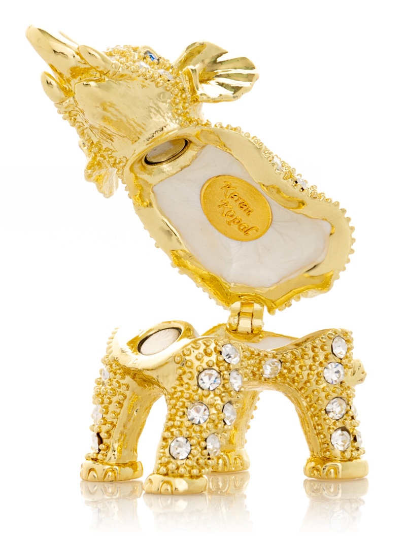 Golden Elephant With Crystals