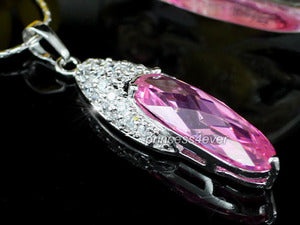 Sparkling Created Pink Sapphire Pendant & Necklace