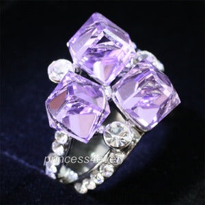 Purple Stylish Ring Use Swarovski Crystal