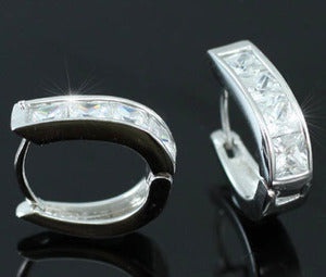 Cubic Zirconias Studs K White Gold Plated Mens Earrings