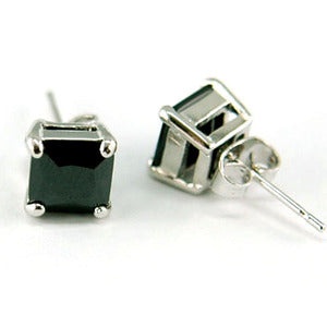 Hip Hop Black Square 6Mm Cubic Zirconia Stud Mens Earrings