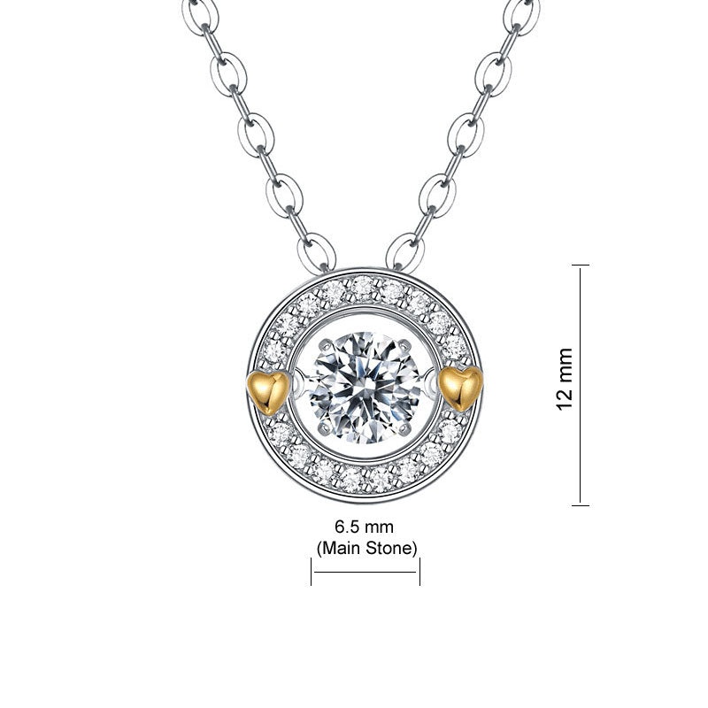 1 Carat Moissanite Diamond Dancing Stone Necklace 925 Sterling Silver