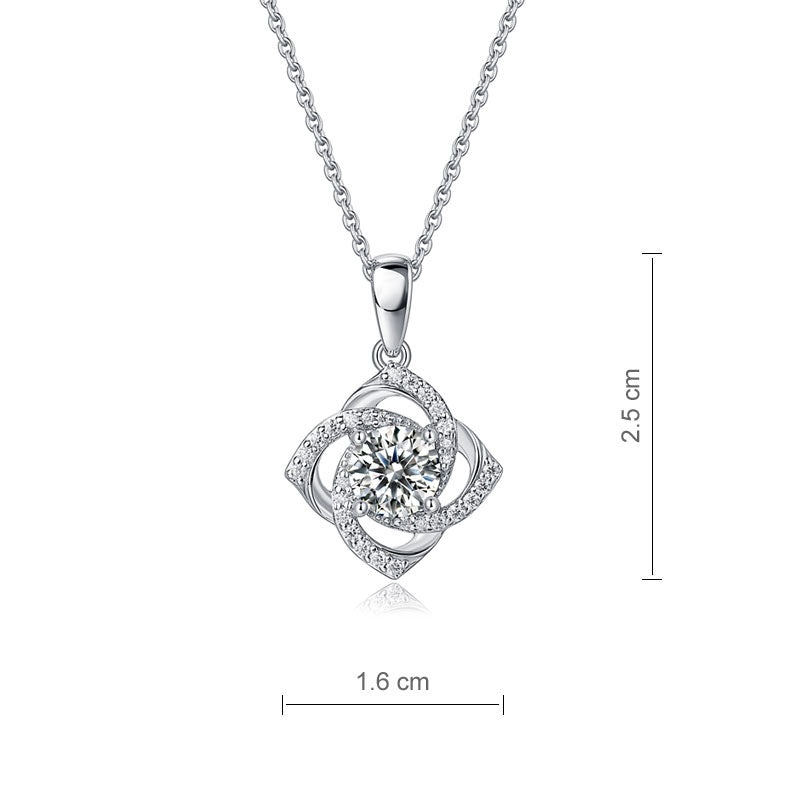 1 Ct Moissanite Diamond Rose Pendant Necklace 925 Sterling Silver
