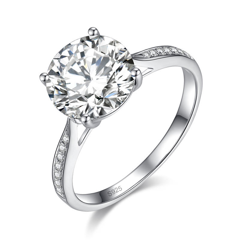 3 Carat Moissanite Diamond (9 Mm) Luxury Ring Engagement 925 Sterling Silver Mfr8348