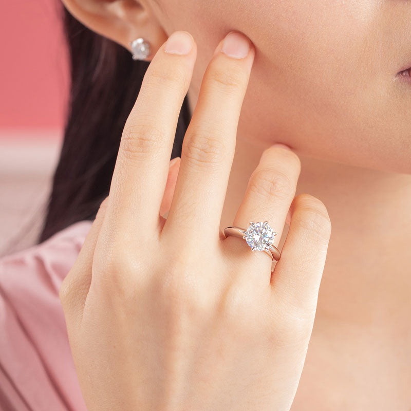 3 Carat Moissanite Diamond (9 Mm) Luxury Ring 6 Claws Engagement 925 Sterling Silver Mfr8350