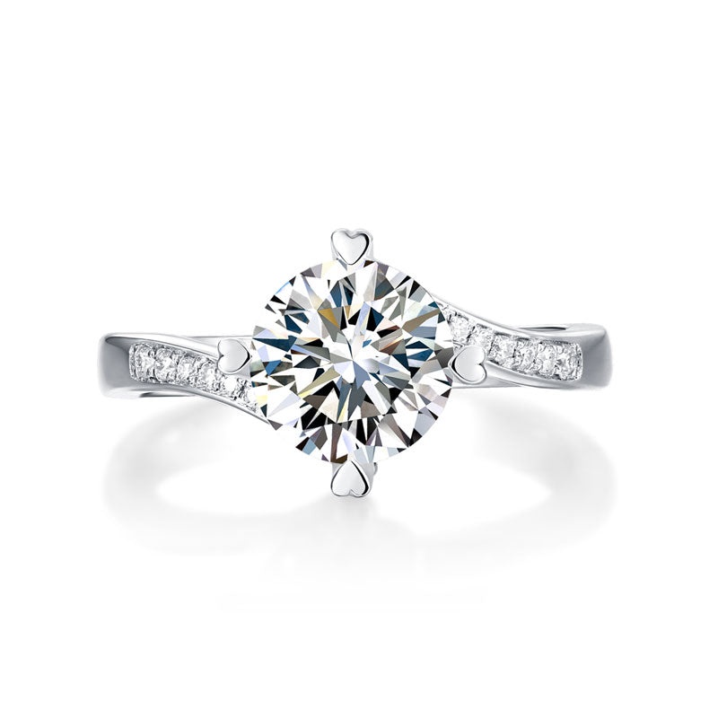 1.5 Carat Moissanite Diamond Ring Heart Shape Prong 925 Sterling Silver Mfr8359