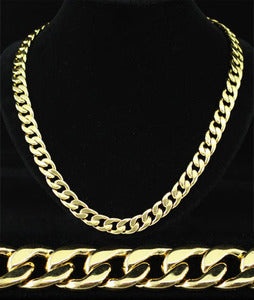 " X Mm Hip Hop Gold Plated Curb Links Mens Necklace