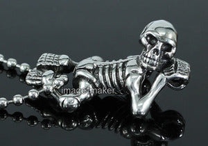 Gothic Baby Skull Stainless Steel Mens Pendant Necklace