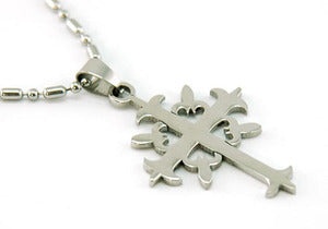 Solid Stainless Steel Gothic Cross Mens Pendant Necklace