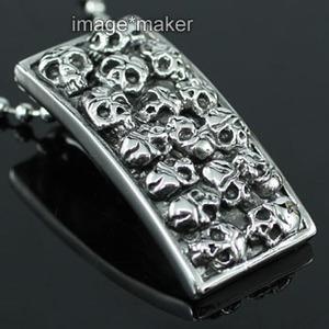 Halloween Death Skull Stainless Steel Mens Pendant Necklace