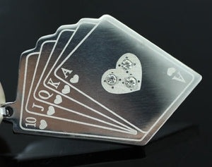 Poker Royal Flush Stainless Steel Mens Pendant Necklace