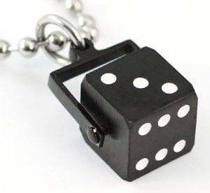 Black Dice Stainless Steel Mens Pendant Necklace