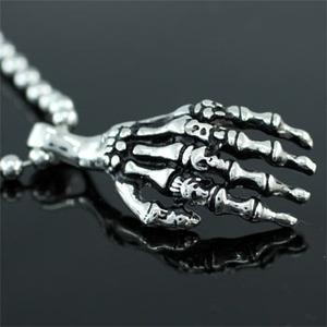 Skeleton Hand Stainless Steel Mens Pendant Necklace