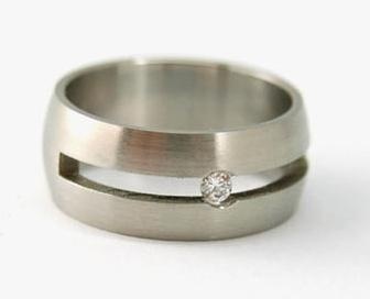 Cubic Zirconia Stud Solid Stainless Steel Ring