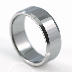 Hip Hop Polish Light-Reflective Tungsten Round Band Mens Ring