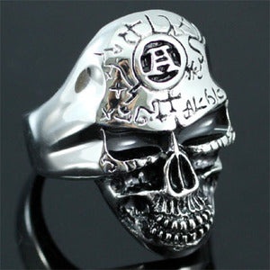 Ancient Skull Head Biker Stainless Steel Mens Ring