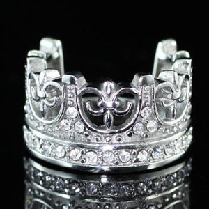 Royal Crown Cross Ring Cubic Zirconia Studs Stainless Steel Mens Ring