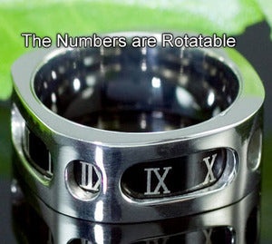 Gothic Roman Number Stainless Steel Spin Mens Ring