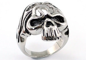 Biker Silver Tone Skull Magnetic Health Stainless Steel Mens Ring