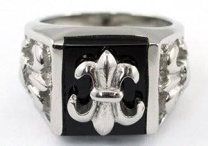 Silver Black Tone Gothic Cross Magnet Health Stainless Steel Mens Ring