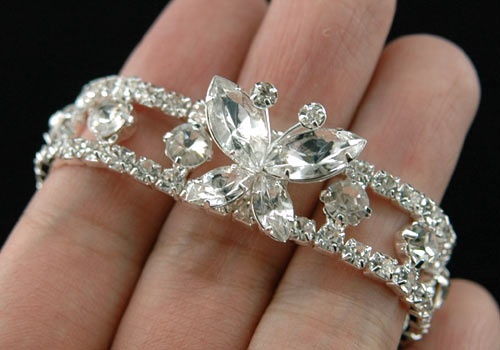 Bridal Fashion Butterfly Clear Rhinestone Bracelet