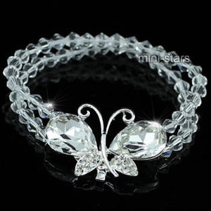 Bridal Handmade Clear Crystal Butterfly Bracelet
