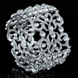 Bridal Wedding Pageant Party Art Deco Vintage Style Crystal Bangle
