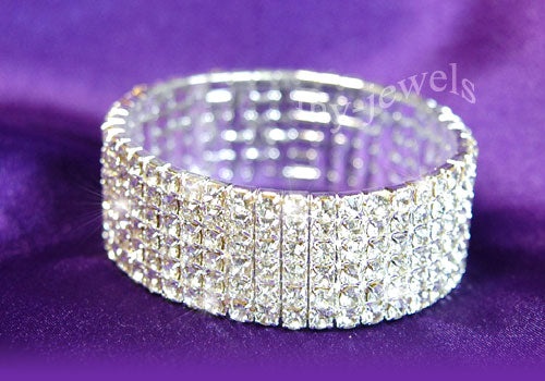 6 Row Bridal Wedding Crystal Rhinestone Bangle Bracelet