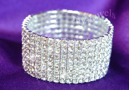 8 Row Bridal Fashion Clear Crystal Rhinestone Bracelet