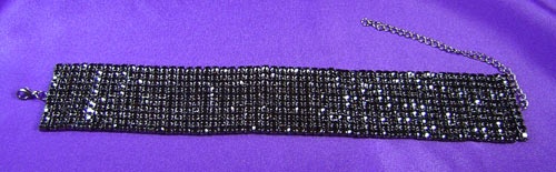Bridal Weeding Row Black Rhinestone Choker