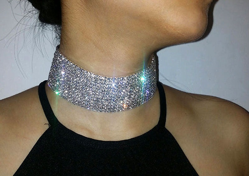 Bridal Wedding Row Stretch Rhinestone Choker