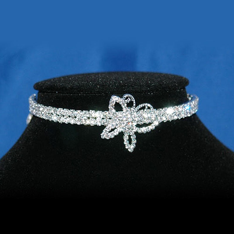 Bridal Wedding Butterfly Rhinestone Silver Choker