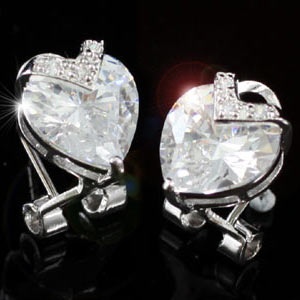 4 Carat Heart Created Diamond Bling Earrings