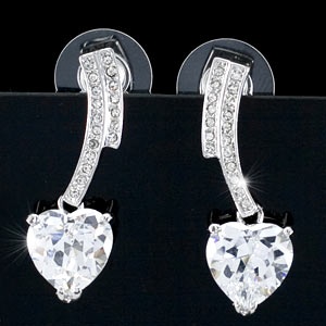 4 Carat Dangle Heart Cubic Zirconia Created Earrings