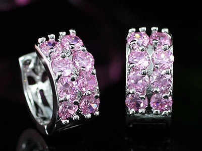 1.5 Carat Created Pink Sapphire Huggie Earrings