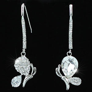 Stylish Dangle Butterfly Earrings Use Swarovski Crystal