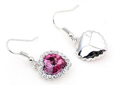 3 Carat Pink Dangle Heart Earrings Use Austrian Crystal