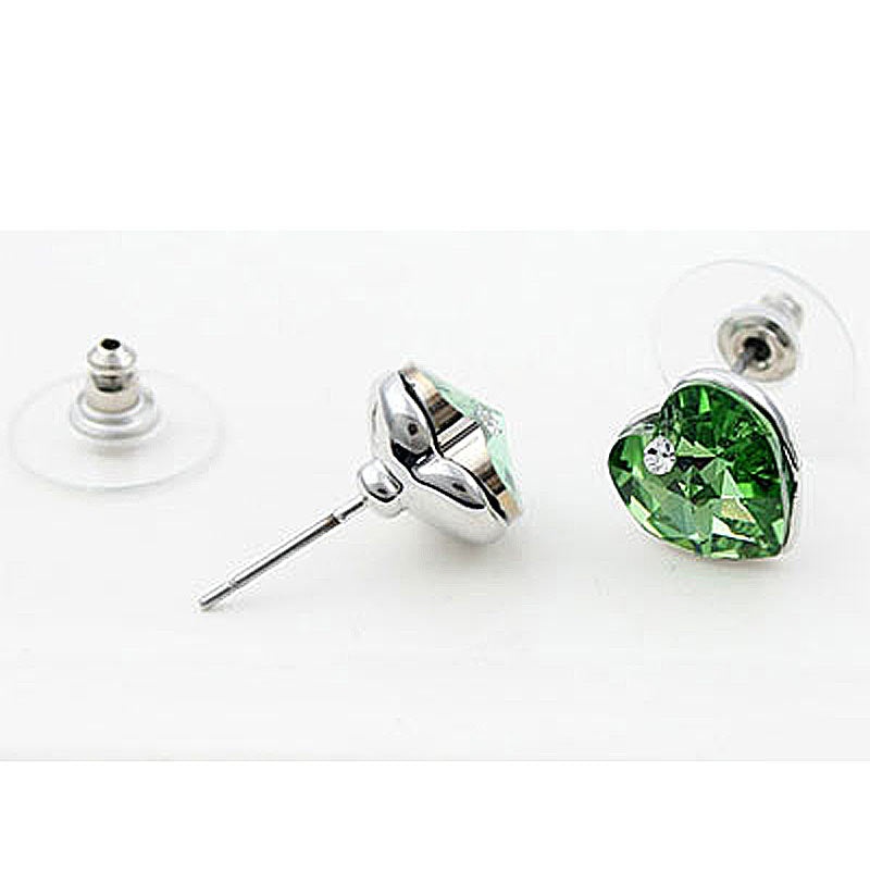 3 Carat Green Heart Earrings Use Austrian Crystal