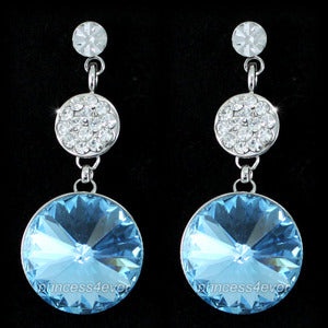 Dangle 5 Carat Aqua Blue Earrings Use Austrian Crystal