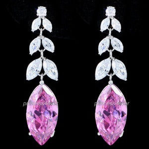 High Quality Dangle 6 Carat Created Sapphire Earrings