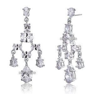 Bridal Wedding Pageant Chandelier Created Diamond Dangle Earrings