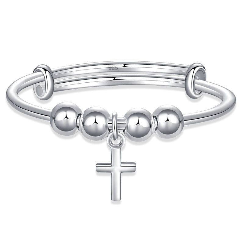 Newborn Baby Sterling Silver Cross Baby Bangle