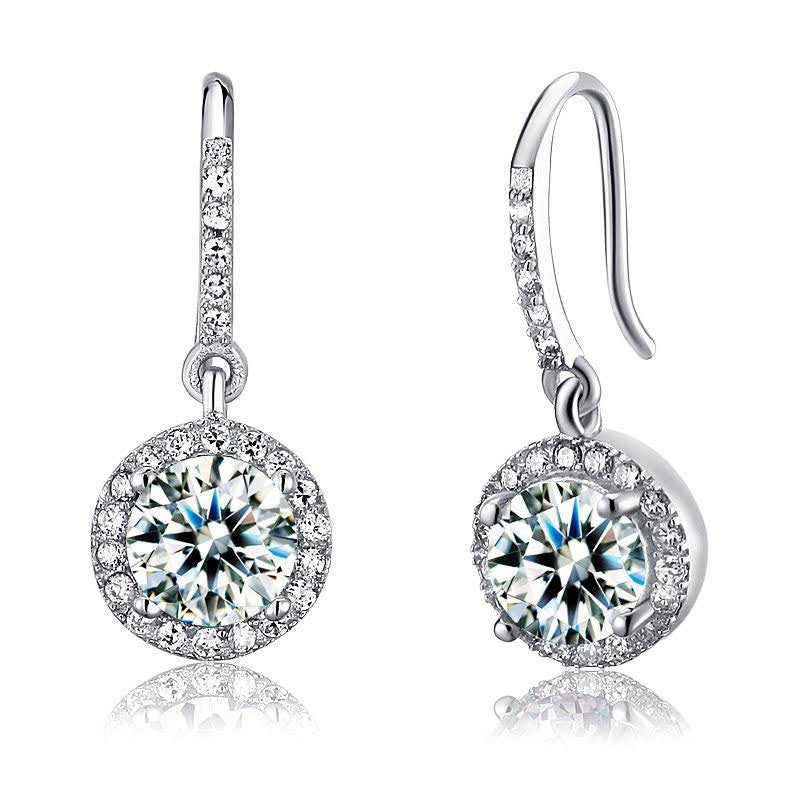 1.5 Carat Simulated Diamond 925 Sterling Silver Dangle Earrings