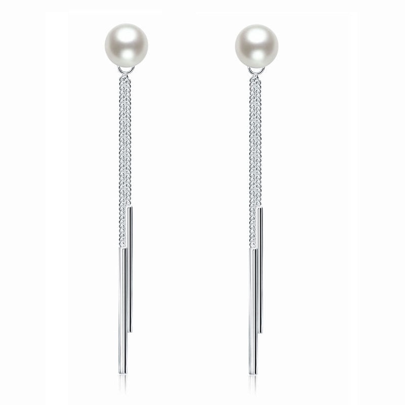 Drop Bridal Wedding 925 Sterling Silver Simulated Pearl Earrings Bridesmaid Jewelry