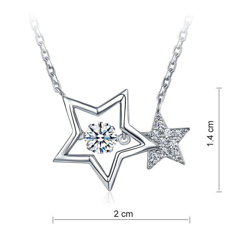 Dancing Stone Stars Necklace Sterling Silver