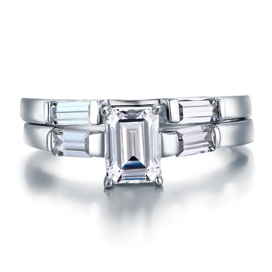 2-Pcs Wedding Band Engagement Ring Set Xfr8029 - Size 9